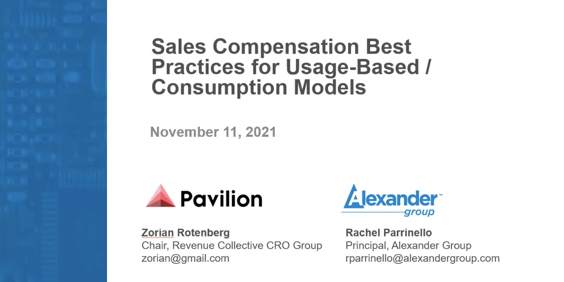 Rachel Parrinello, Principal, Alexander Group, Best Practices of Sales Compensation in SaaS